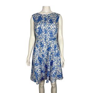 Boden Swishy Mara Dress 6P Full Skirt A Line Blue White Print